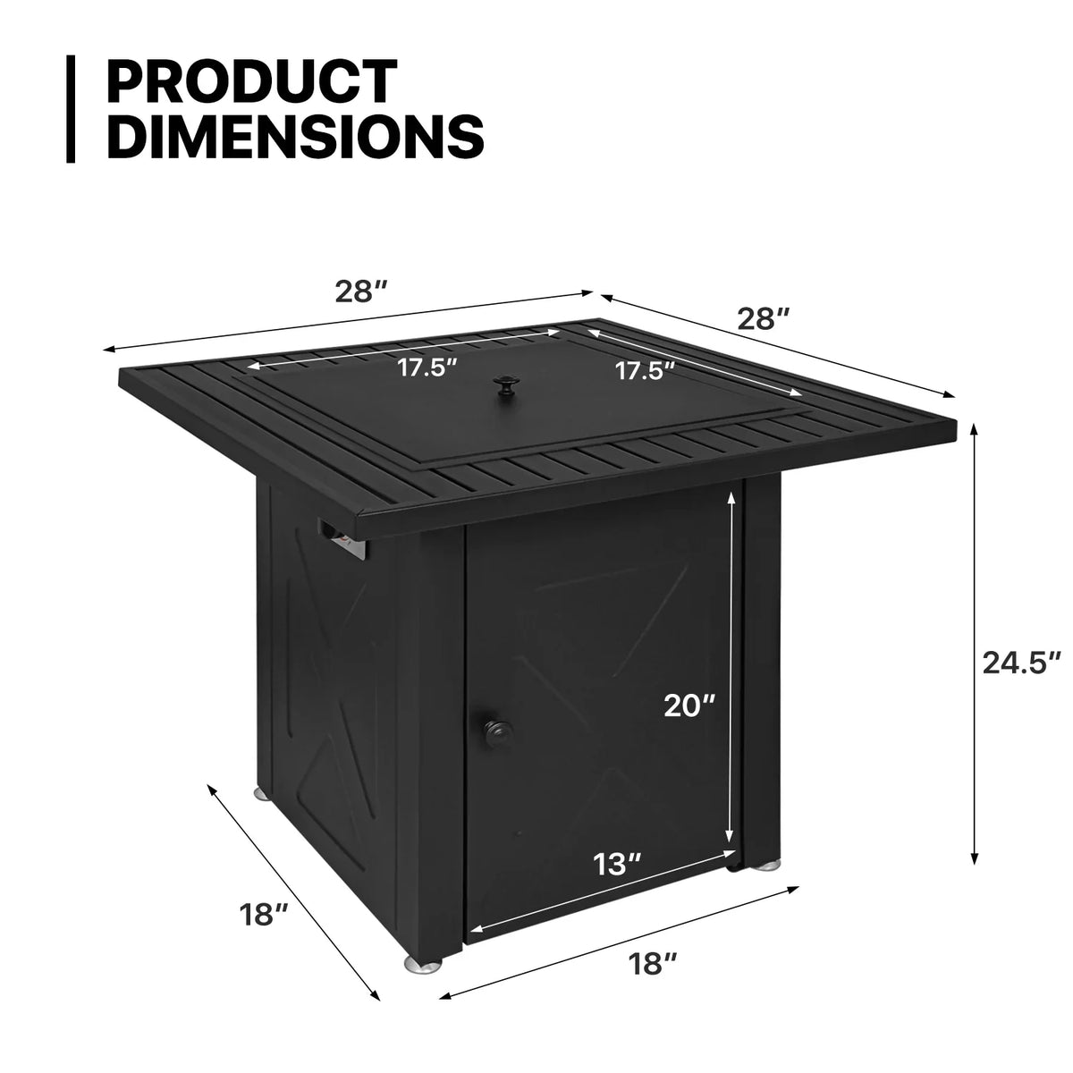 with MoNiBloom Propane Pit Table Gas Patio, Outdoor Lid 50,000 BTU Fire and Rocks Square Metal Fire Lava for Pit Table Black 28"