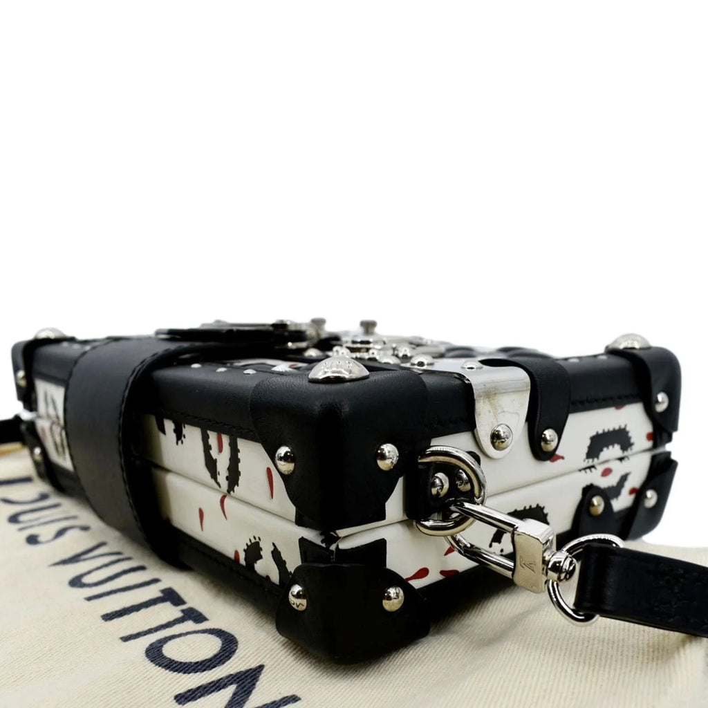 Black/Multicolor Print Crossbody Petite Pre-owned Bag LOUIS Graphic VUITTON Malle Leather