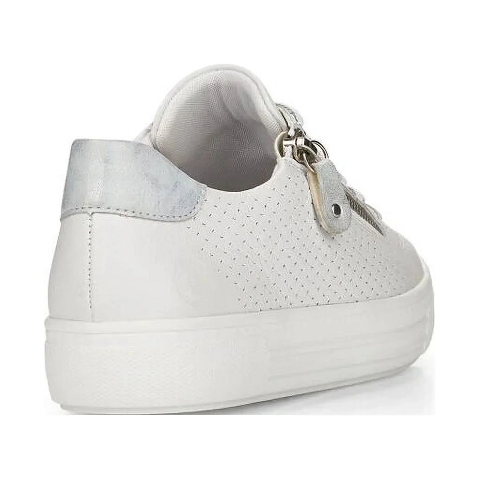 White, Women's 42 Size Lace-Up D0916-80 EU Side-Zipped Sneakers, Rieker