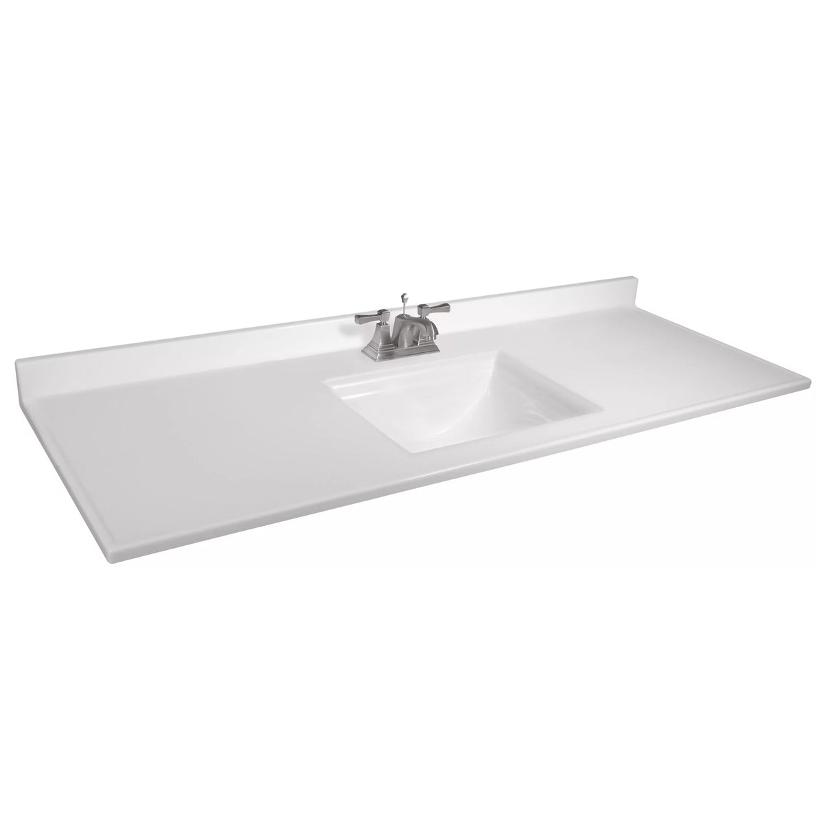 Top Centerset Vanity Solid Marble Camilla Single Integrated Cultured House with 61-inch Design Mount White Bow Backsplash, 557660-WHT Rectangle