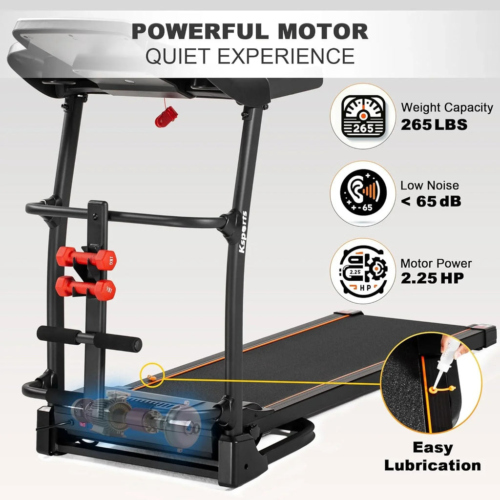 16.5 Inch Treadmill With Equipment, Display, Foldable Tracking Home Bluetooth Black movable LCD Connectivity, Gym And Apps For Fitness