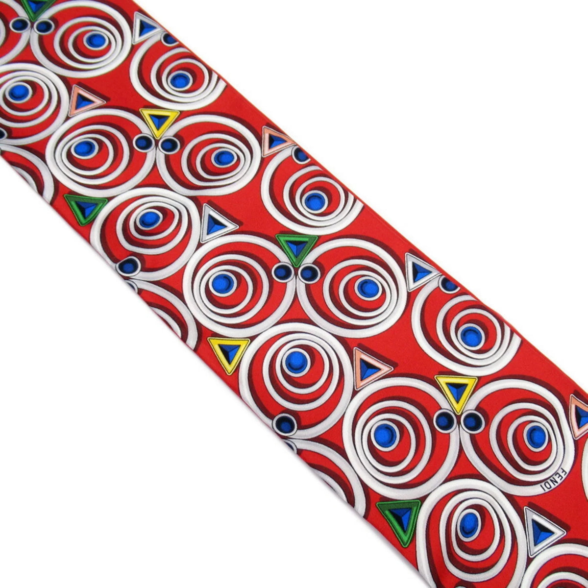 Rappy Pre-Owned (Good) Red Multicolor Maxi Silk Ribbon Scarf 100% FENDI