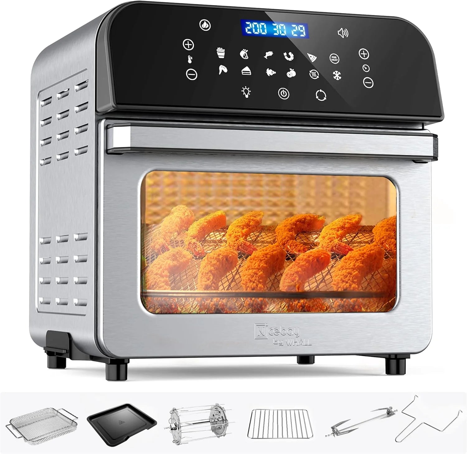 Whall Frytkownica Powietrzna 5,5 Qt Z Cyfrowym Ekranem Dotykowym Led, Funkcje Gotowania 12 W 1, Frytkownice Powietrzne, Kosz Nadaje Się Do Mycia W Zmy