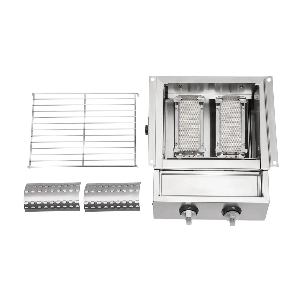 Steel LPG Grill Barbeque Stainless Gas Grill, Sliver 2-Burner for Outdoor Countertop