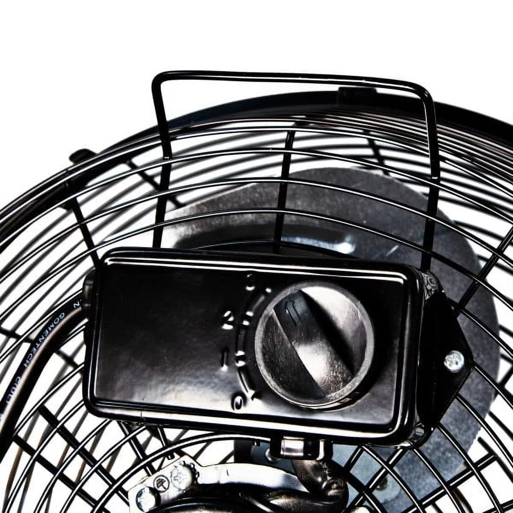 3-Speed Zone 180-Degree Black Carry Adjustable Handle, Comfort Feet, Construction, and with Rubber All-Metal Fan 12” Tilt, Cradle/Floor