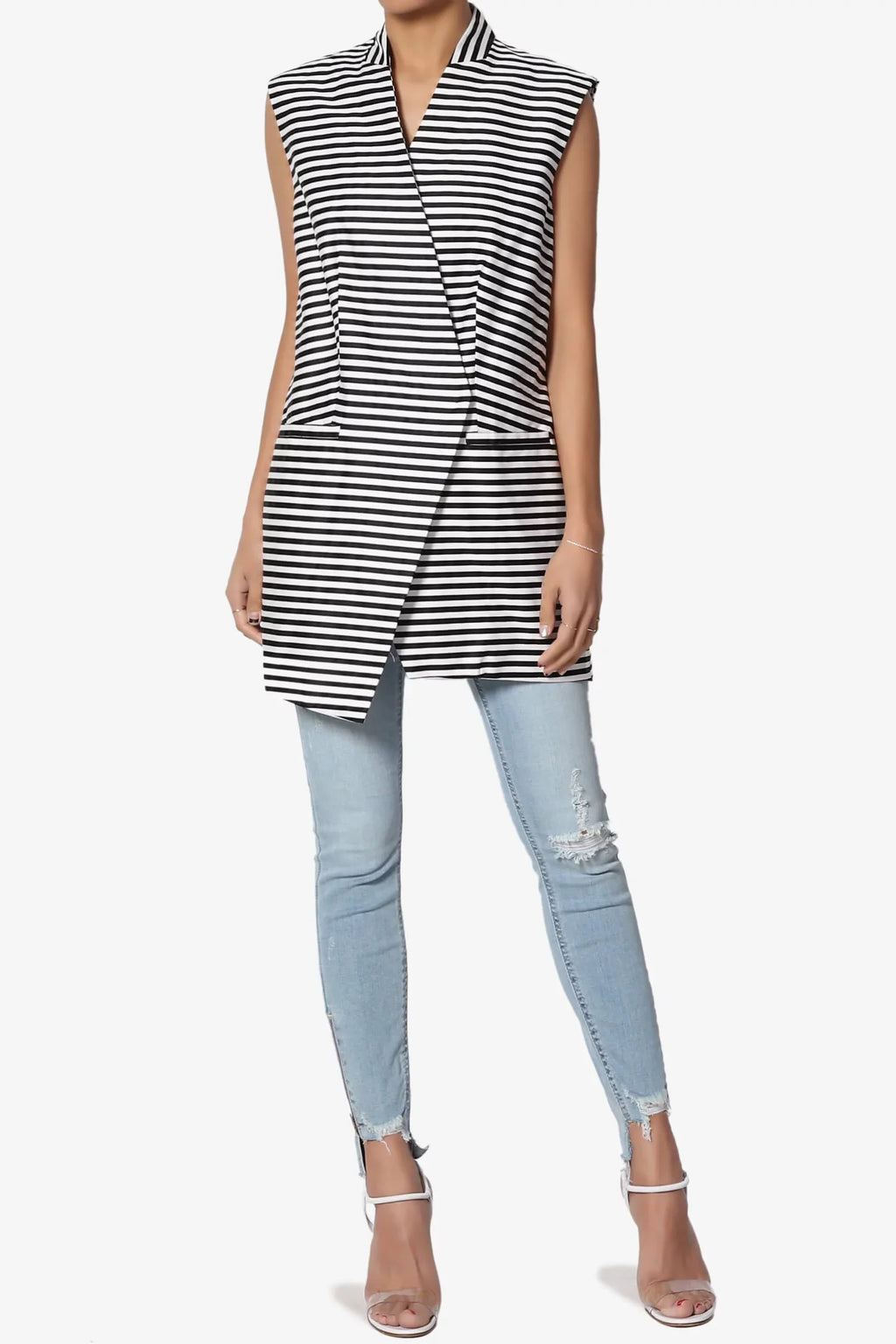 Distressed Raw Rise Cropped Step Mid TheMogan Edge Jeans Women's Zip Skinny Hem