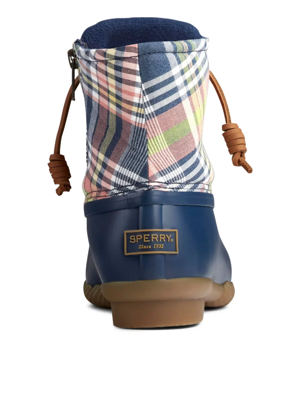 8.5 Resistant Lace Block Boots Plaid Heel Round SPERRY Water M Toe Womens Zip-Up Saltwater Duck Non-Marking