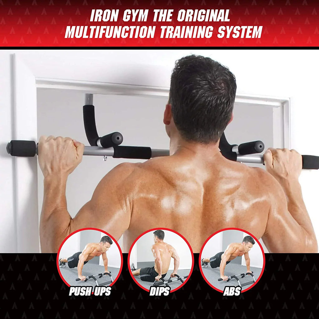 Pull - Locking, Iron Screws Gym Workout Equipment Delaman Upper Bar transportable Chin-up Bars Up No for Training & Bar, Fitness Home Adjustable Width Doorway, for Total Body Horizontal Frame Door Exercise