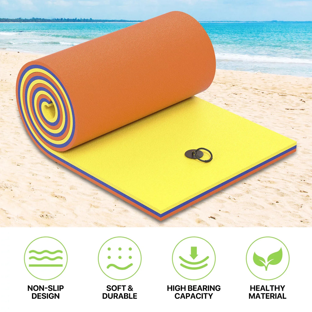 Outdoor Water XPE Water Pad 3' Tear-Resistant Pad Mat, River Lake Foam 3-Layer x Water Floating 9' Activities, Pool Ocean Floating Yellow for Magshion Lily