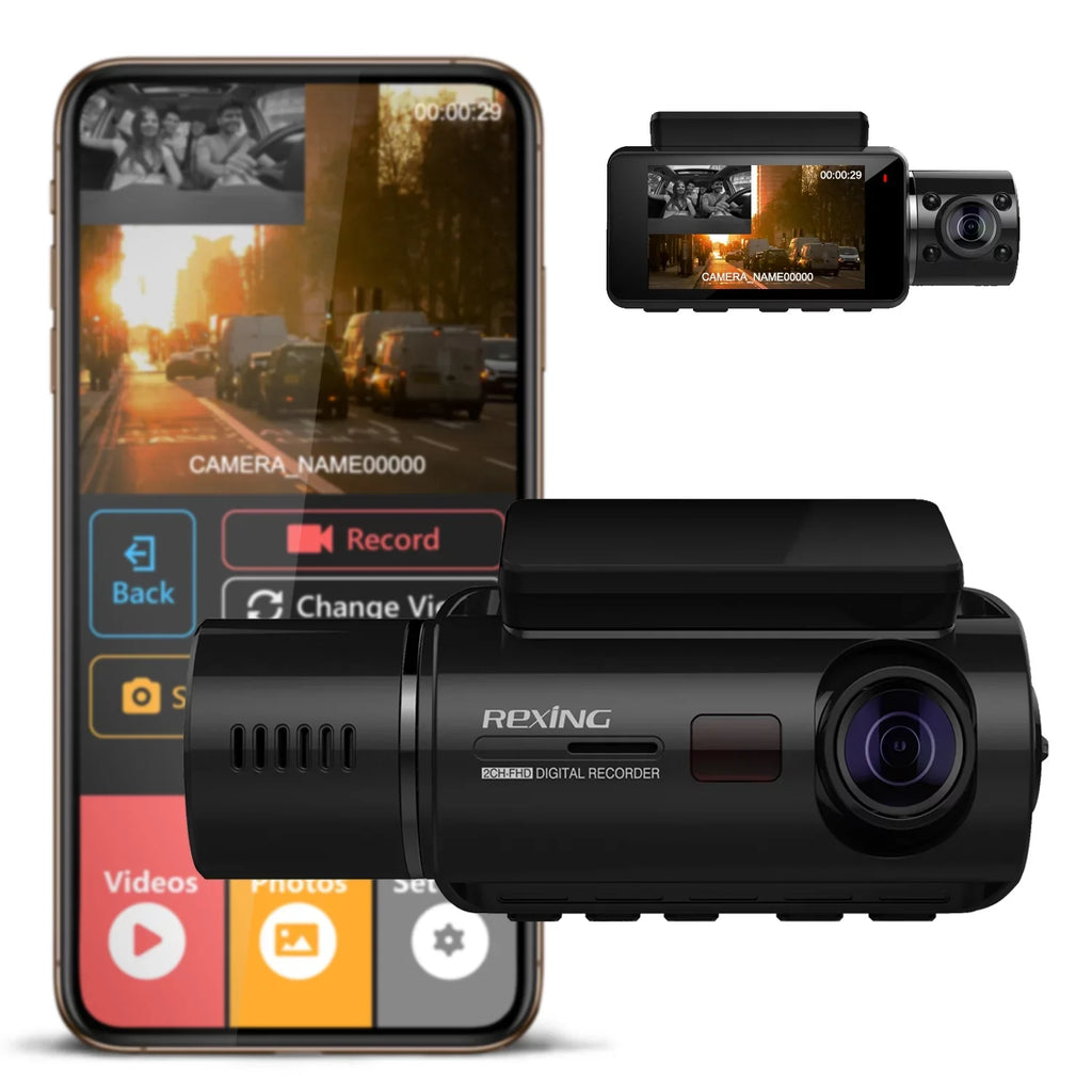 HD Rexing V3 with Dash 1080p Full Inside Wi-Fi Basic Cam Dual Front Cabin and Camera