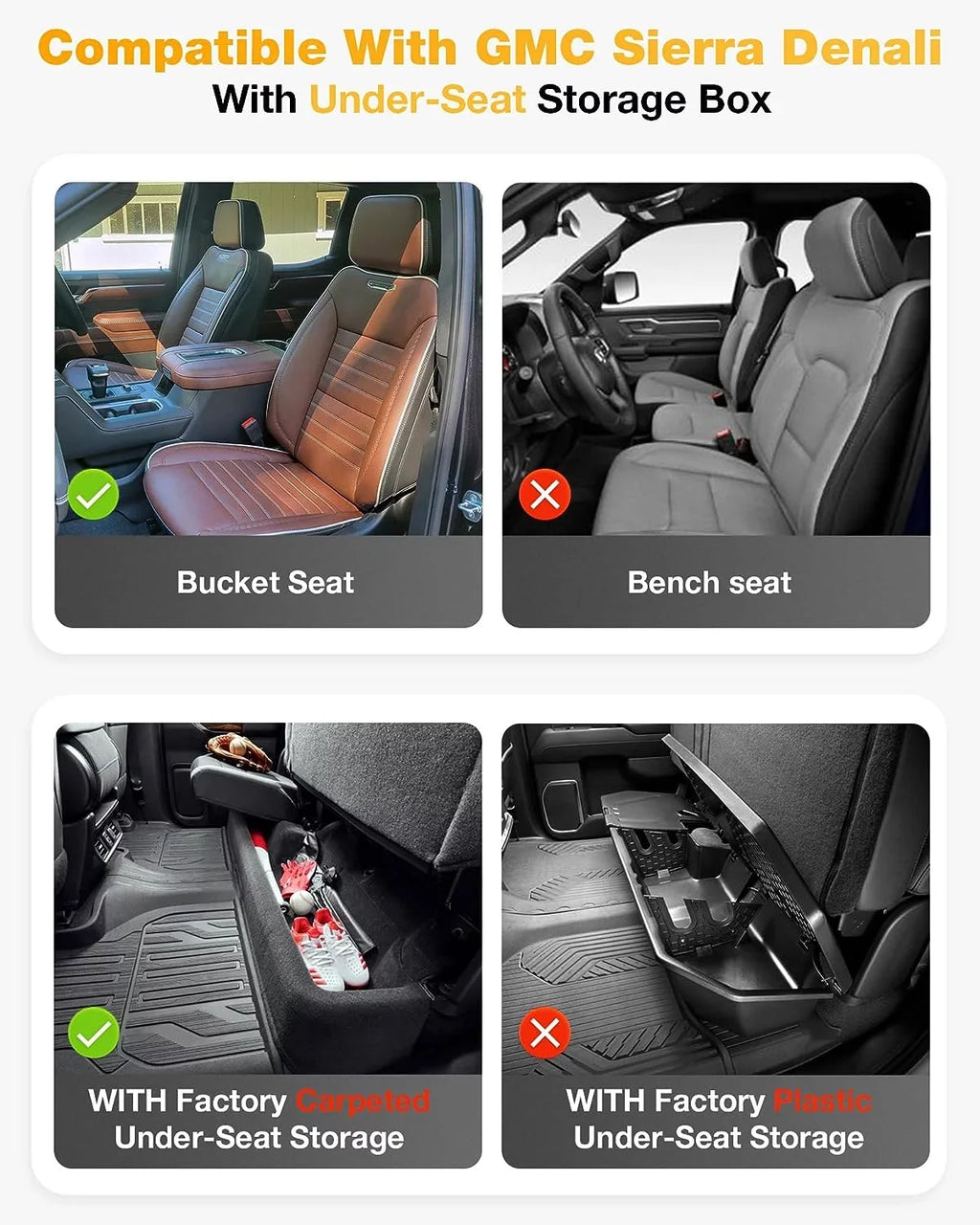 Floor Chevrolet 1500 3W HD/3500HD Carpeted &2020-2024 2500 Crew Sierra Silverado/GMC (Don't Fit with Cab & Factory For for 2019-2023 Sierra Storage Chevrolet Silverado/GMC Double Mats Cab),