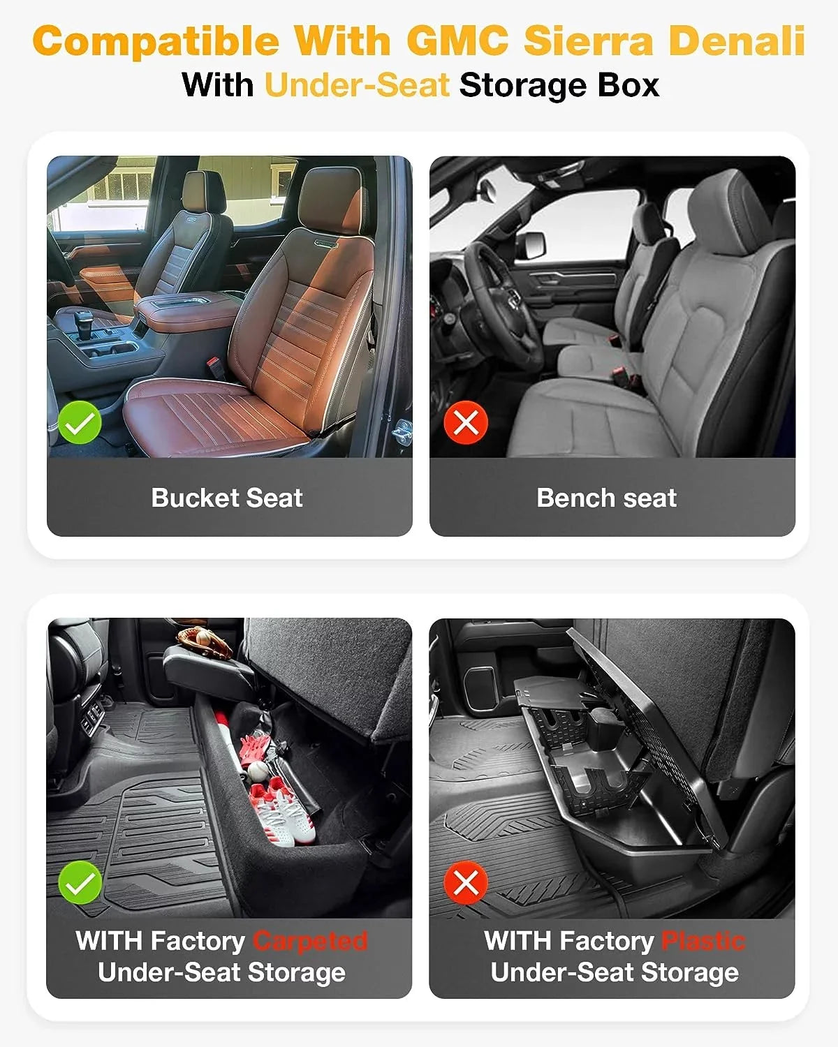 Floor Chevrolet 1500 3W HD/3500HD Carpeted &2020-2024 2500 Crew Sierra Silverado/GMC (Don't Fit with Cab & Factory For for 2019-2023 Sierra Storage Chevrolet Silverado/GMC Double Mats Cab),