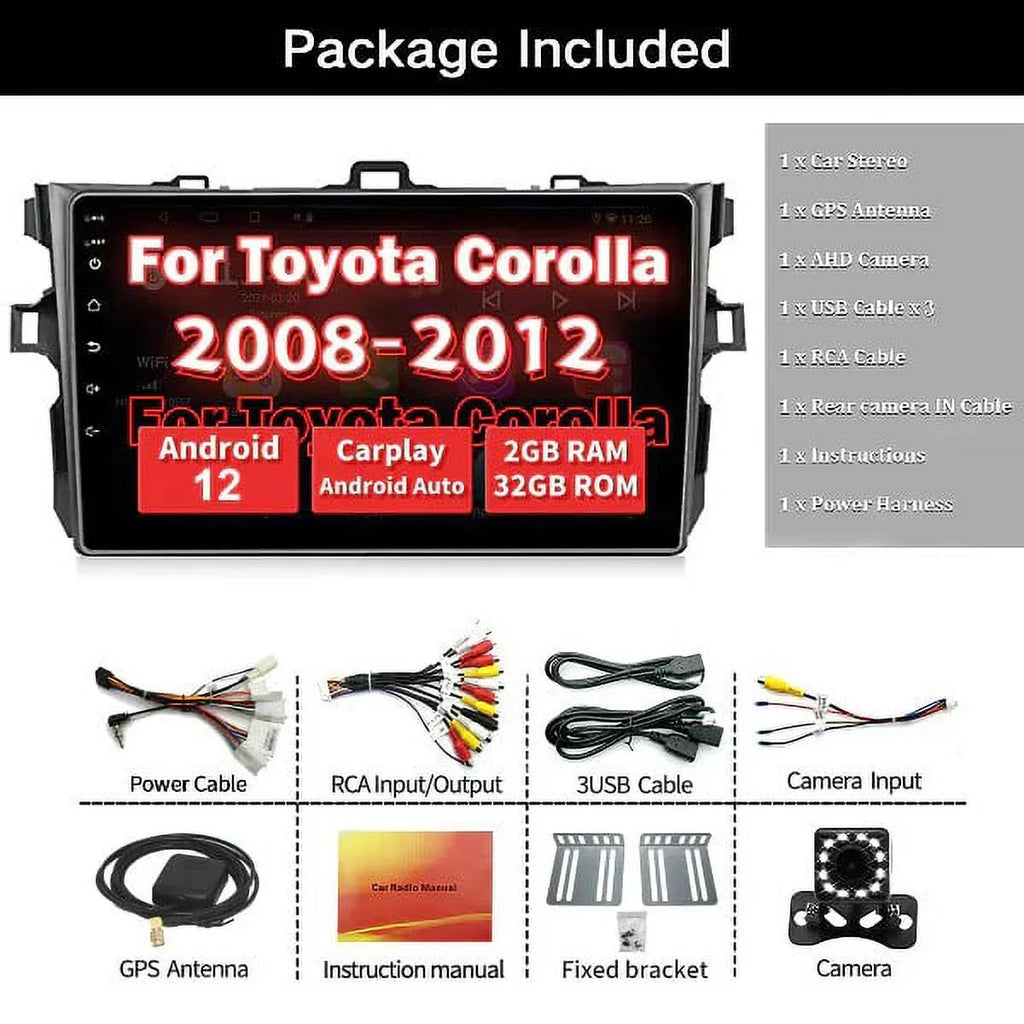 Radio Car Car FM&AM, Binize Auto,Touch Corolla GPS CarPlay&Android Navigation, Camera Support Android Wireless Toyota 08-12 Stereo for 12 with Bluetooth, Backup Screen Compatible