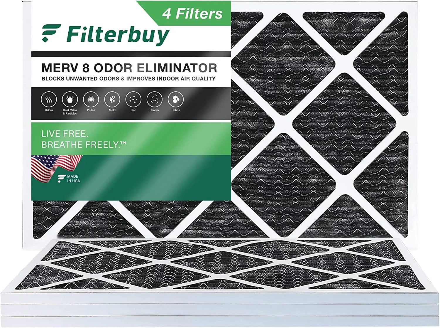 HVAC Filters with Activated oxygen 14x24x1 Odor MERV Furnace 8 Pleated Eliminator Carbon Filterbuy AC (4-Pack)
