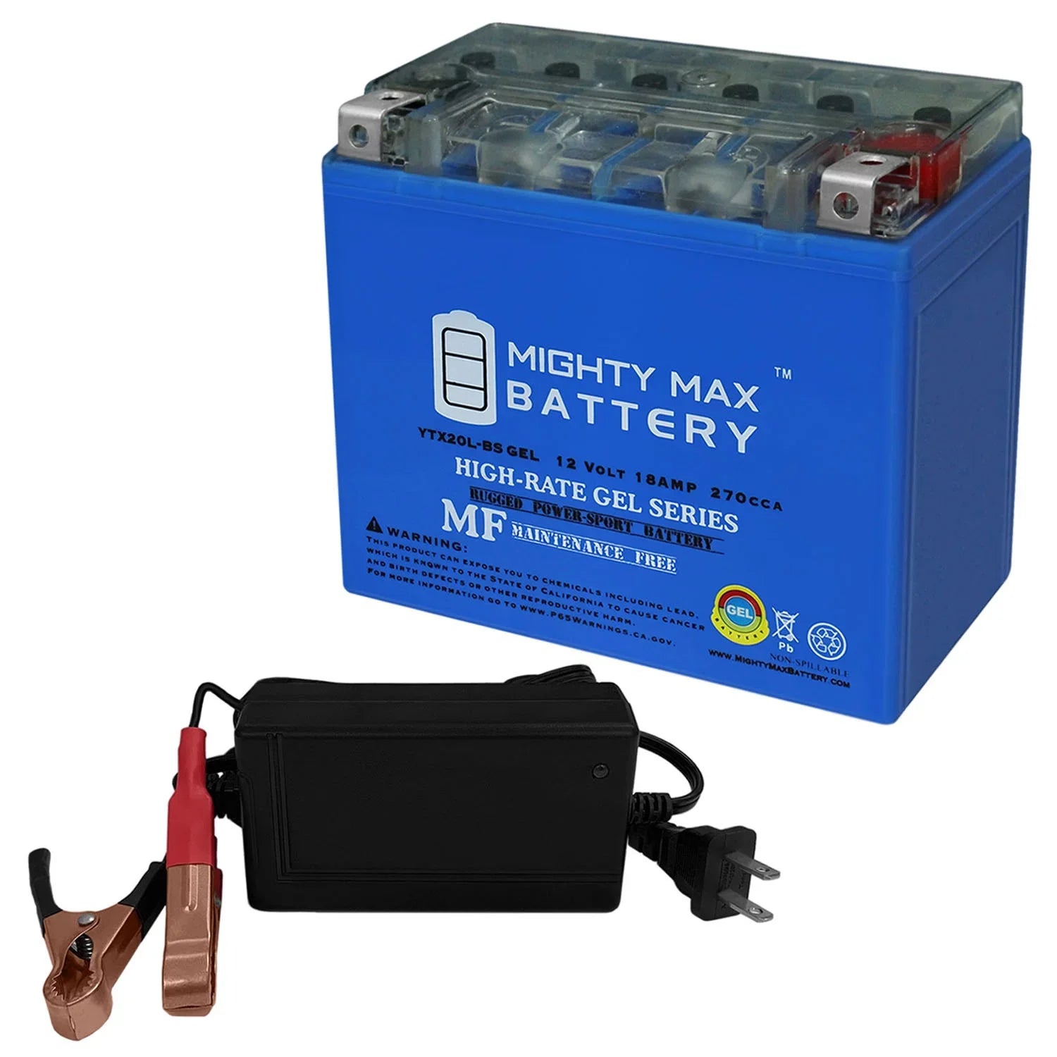 '+ Kawasaki Battery 4Amp Ski GEL Charger YTX20L-BS JS550 Jet 12V for
