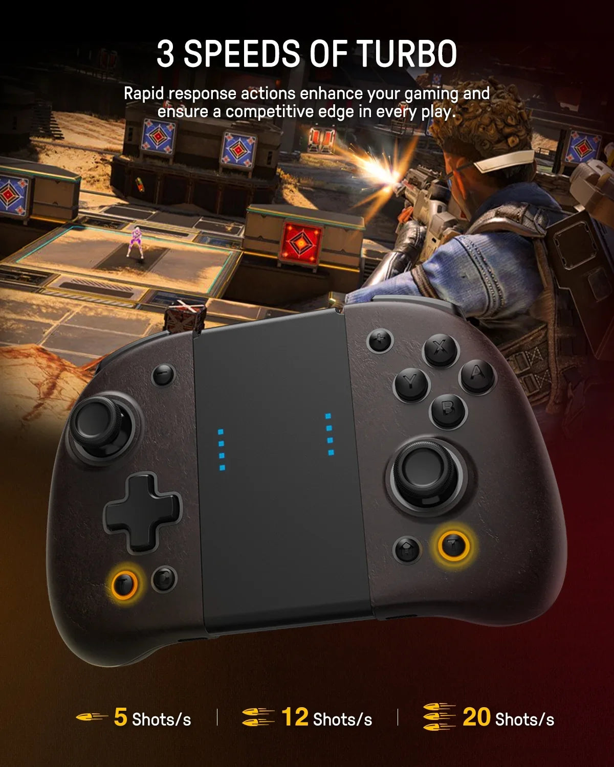 Colors/Paddle/Turbo for 7 Switch/OLED, - Mode Compatible Controller Controller Ergonomic Handheld Nintendo Zelda with Sheikah Joypad Funlab with Luminous Brown Switch LED for Fans