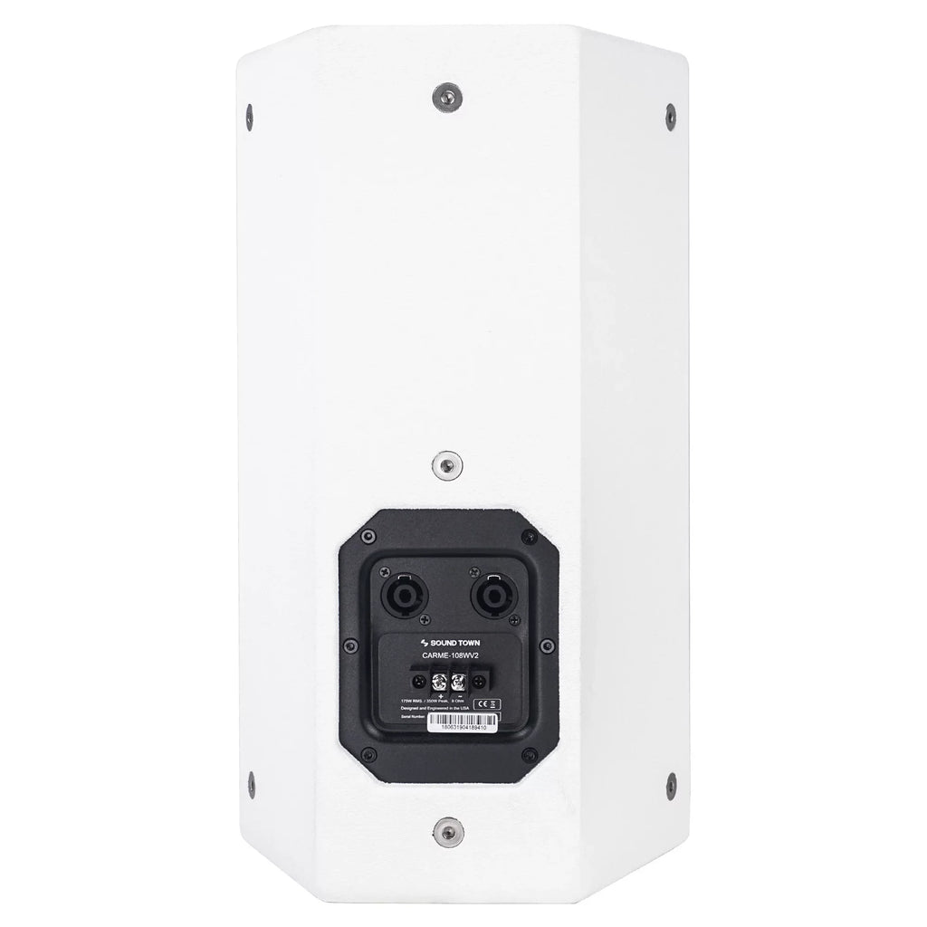 and Professional for Sound, White Bar, Birch PA Sound with 8" Plywood Church of 350W (CARME-U108W- Brackets Pair DJ Installation, Series 2-Way Compression Speakers, Drivers, CARME Karaoke, Town Live U