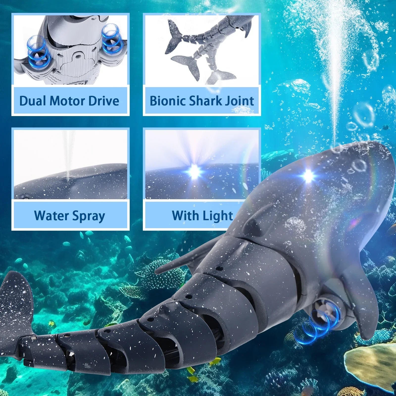 Pool Water Whale RC Boys Class Toys, Shark Pool Kids, for RC Ant Control Spray Girls, Toy for Swimming Boat Diving Boat for Toys Toys, Remote