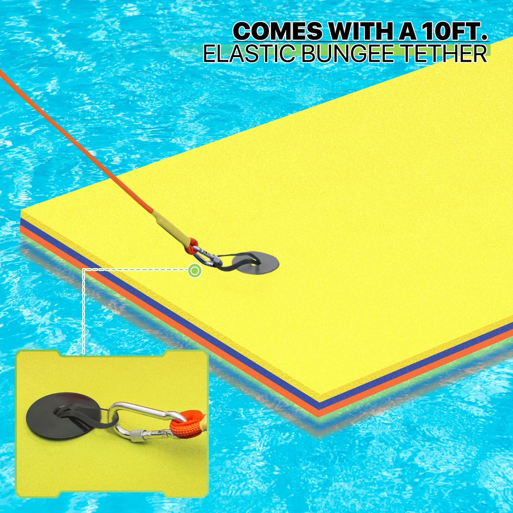Outdoor Water XPE Water Pad 3' Tear-Resistant Pad Mat, River Lake Foam 3-Layer x Water Floating 9' Activities, Pool Ocean Floating Yellow for Magshion Lily