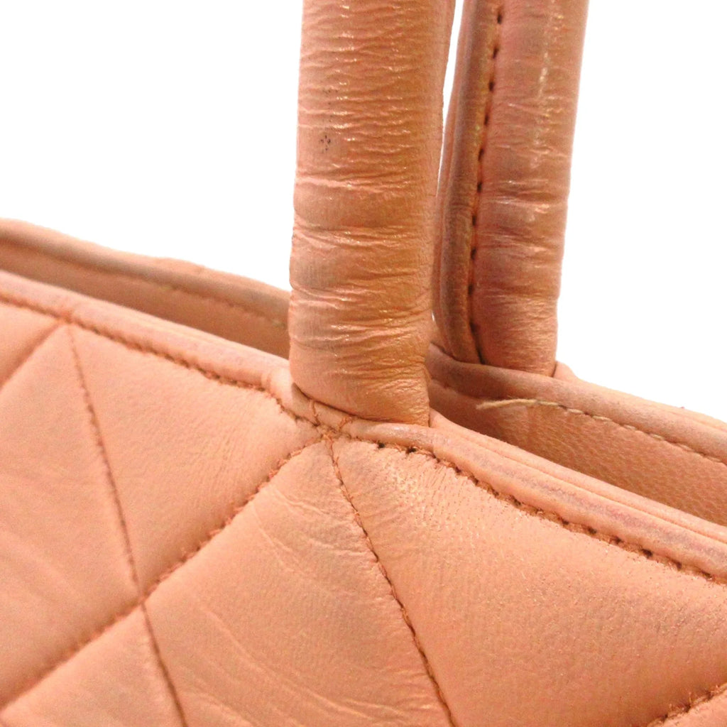 Leather Lambskin Orange Medallion Bag (Good) Pre-Owned Tote Chanel Authenticated Women Tote
