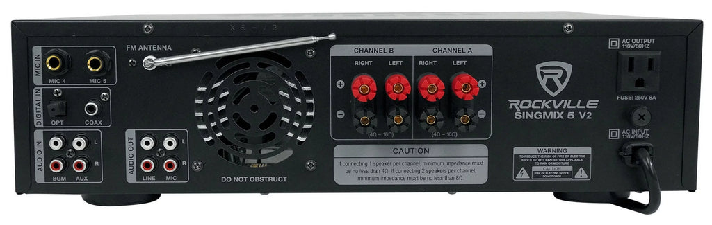 Rockville SINGMIX 8" Ceiling Black Receiver Amp+(4) Bluetooth Home 5 Speakers
