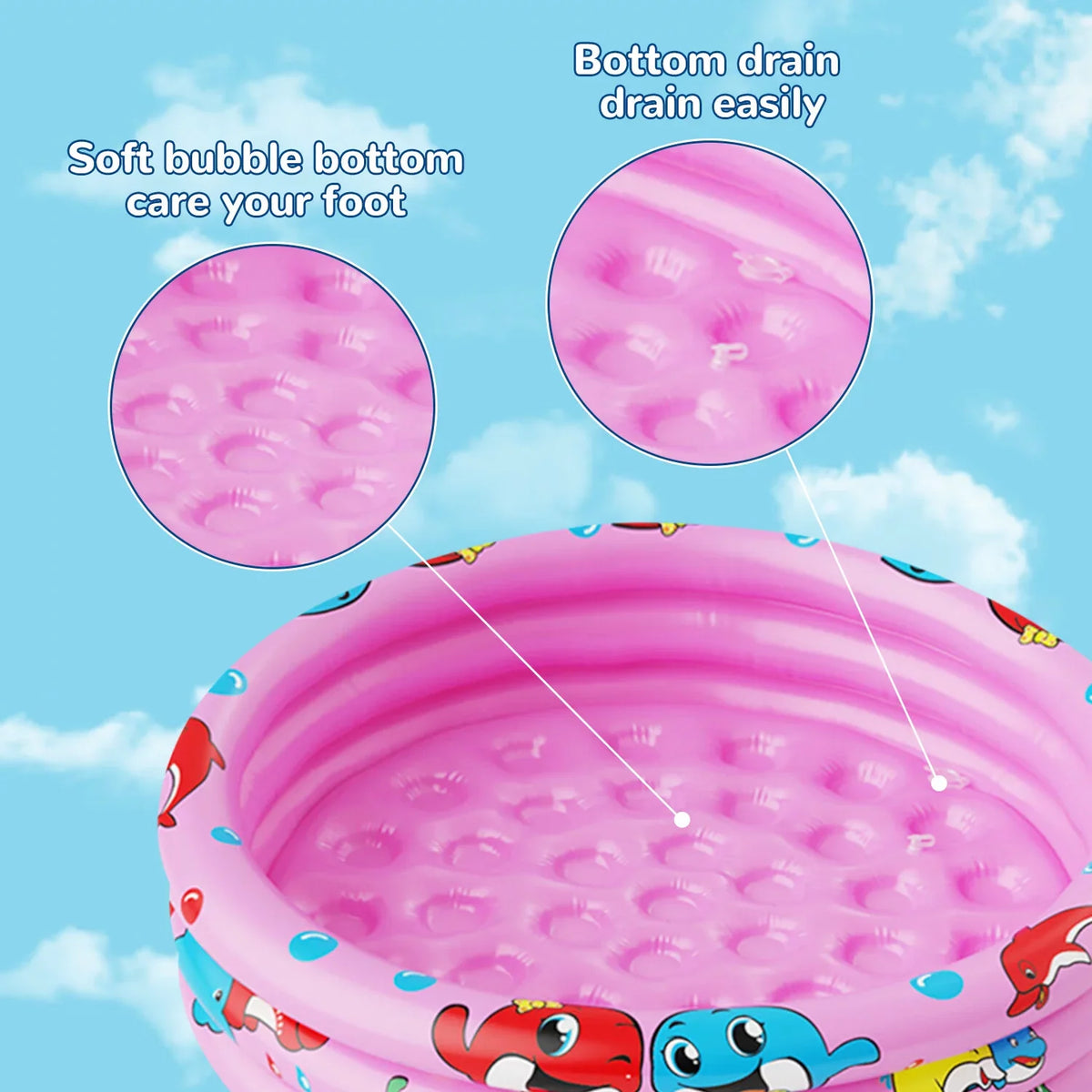 Toddler for Kiddie Pool inflatable Indoor&Outdoor transportable Paddling Water Swimming 47"x12" Kids/Girls/Boys,Pink Baby Round Swimming Center Kids, blow-up Game 3 for Pool Ring Play Pools,