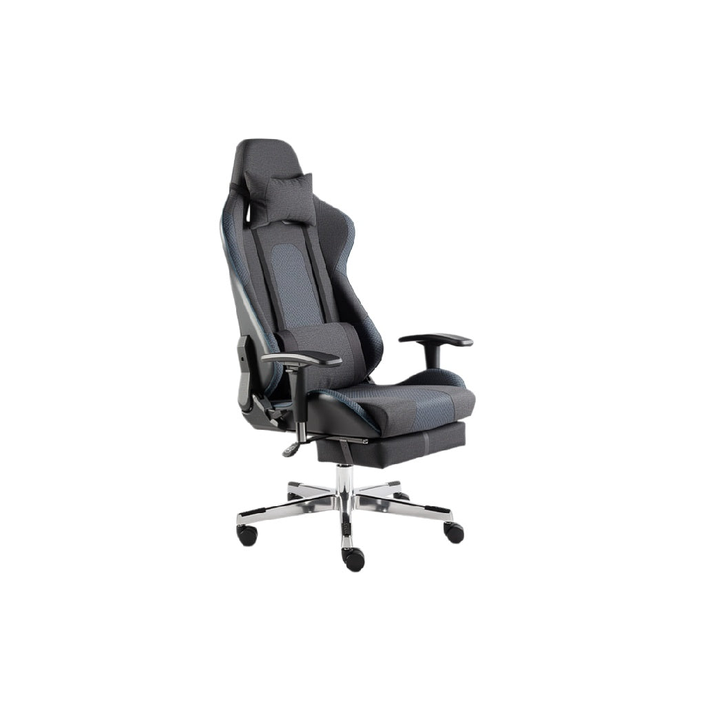 Nowoczesne krzesło gamingowe z regulacją wysokości i ergonomicznym wsparciem.