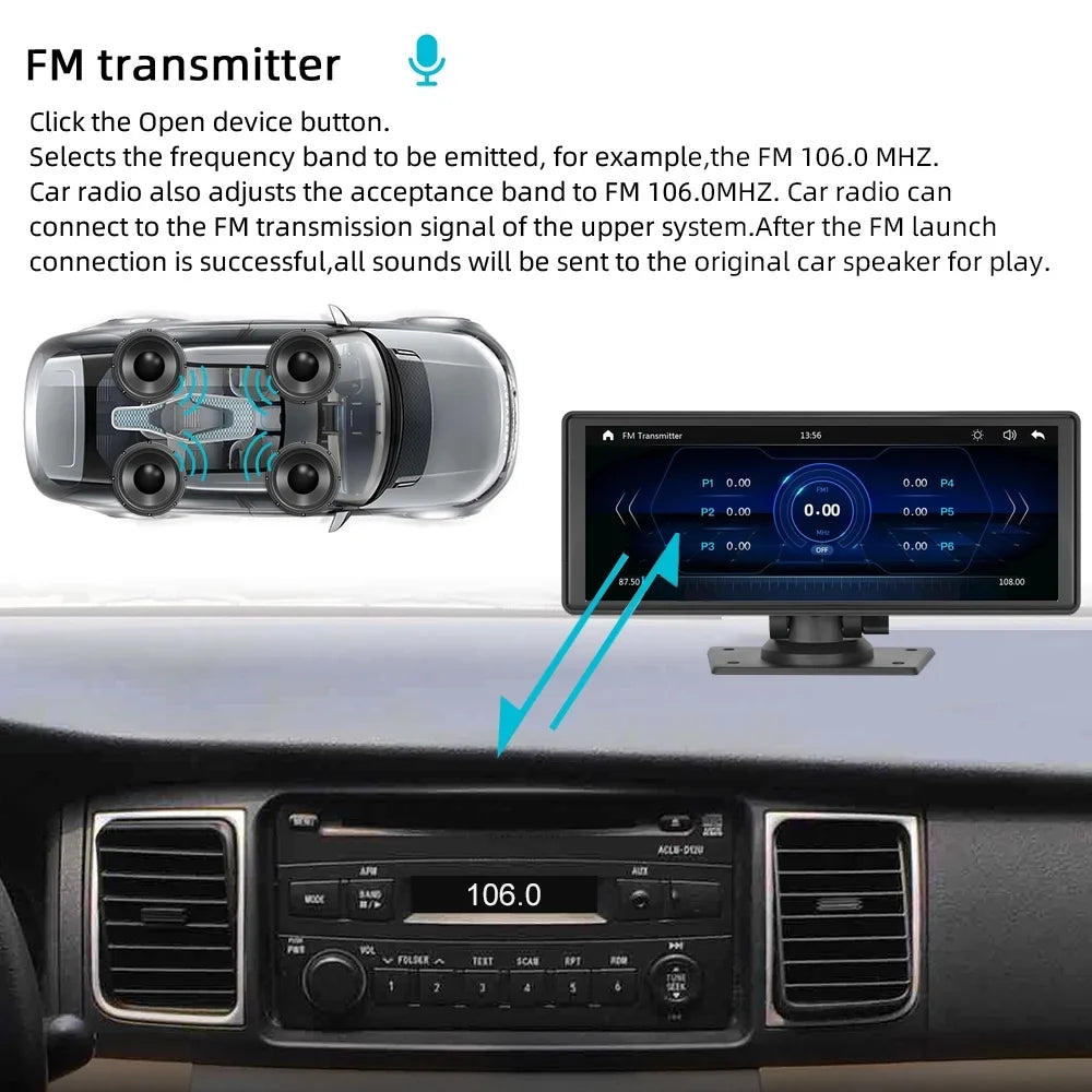 Touchscreen,Supports Front Camera, Bluetooth Stereo, Auto Backup Cam, Hands-Free Most 9.3" Dash Wireless Android Cars & IPS Carplay transportable Calling, HD Polarlander Car