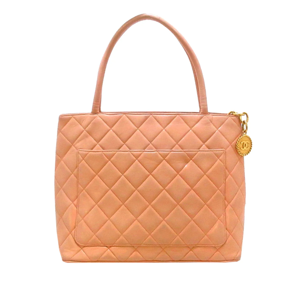 Leather Lambskin Orange Medallion Bag (Good) Pre-Owned Tote Chanel Authenticated Women Tote