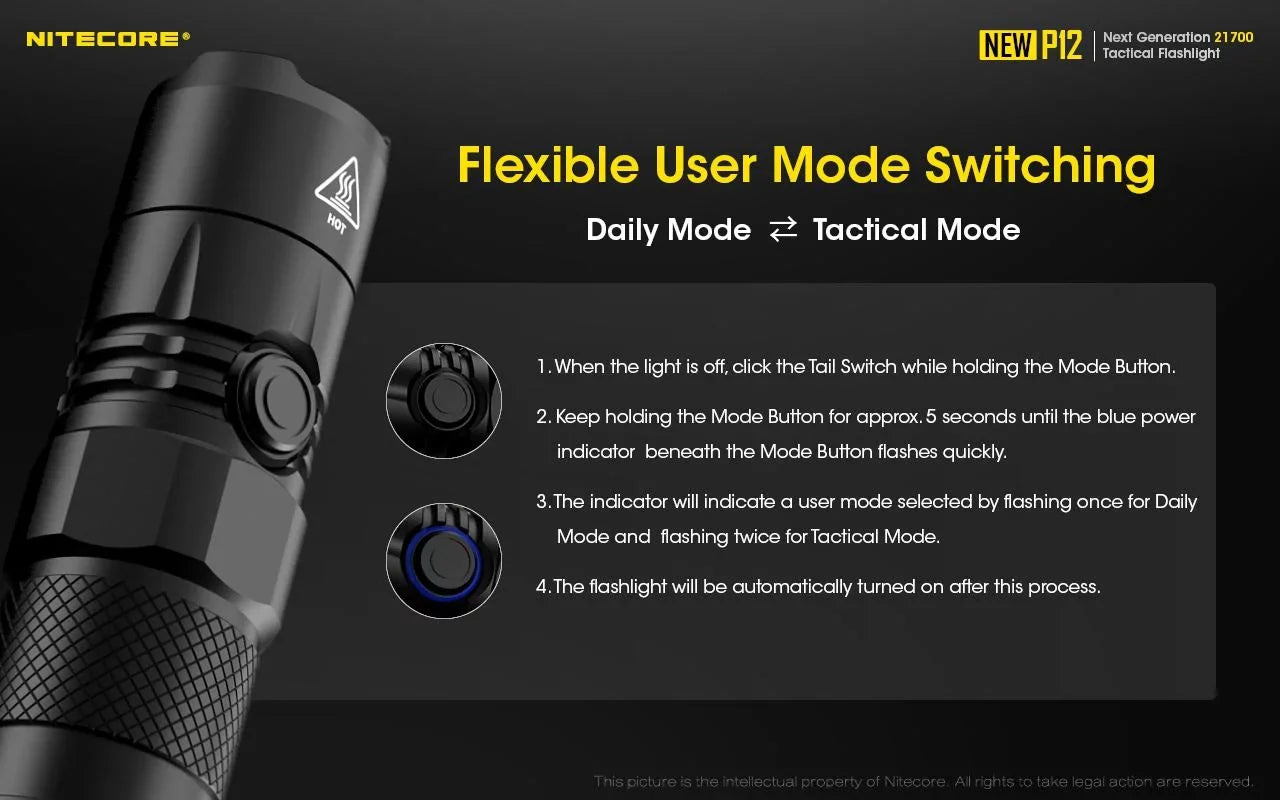 '- 1200 Lumens Battery, Cord, Flashlight Wall Adapter Nitecore 3Amp w/NL2150HPR New P12 Version USB LED and