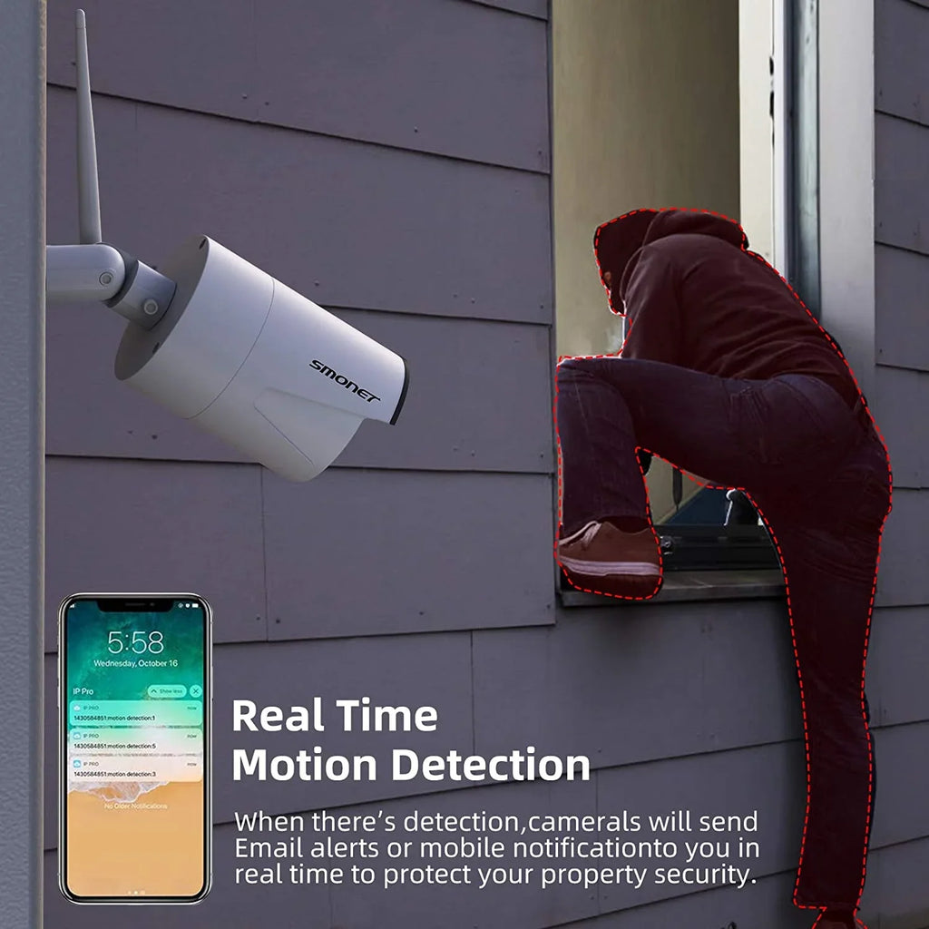 Cameras,P2P,Night Kits, with System 3MP Hard SMONET Indoor Outdoor Camera Wireless Detection 3TB Drive,8CH Audio, Vision,AI NVR Security CCTV Human 8Pcs 3MP 3MP Surveillance