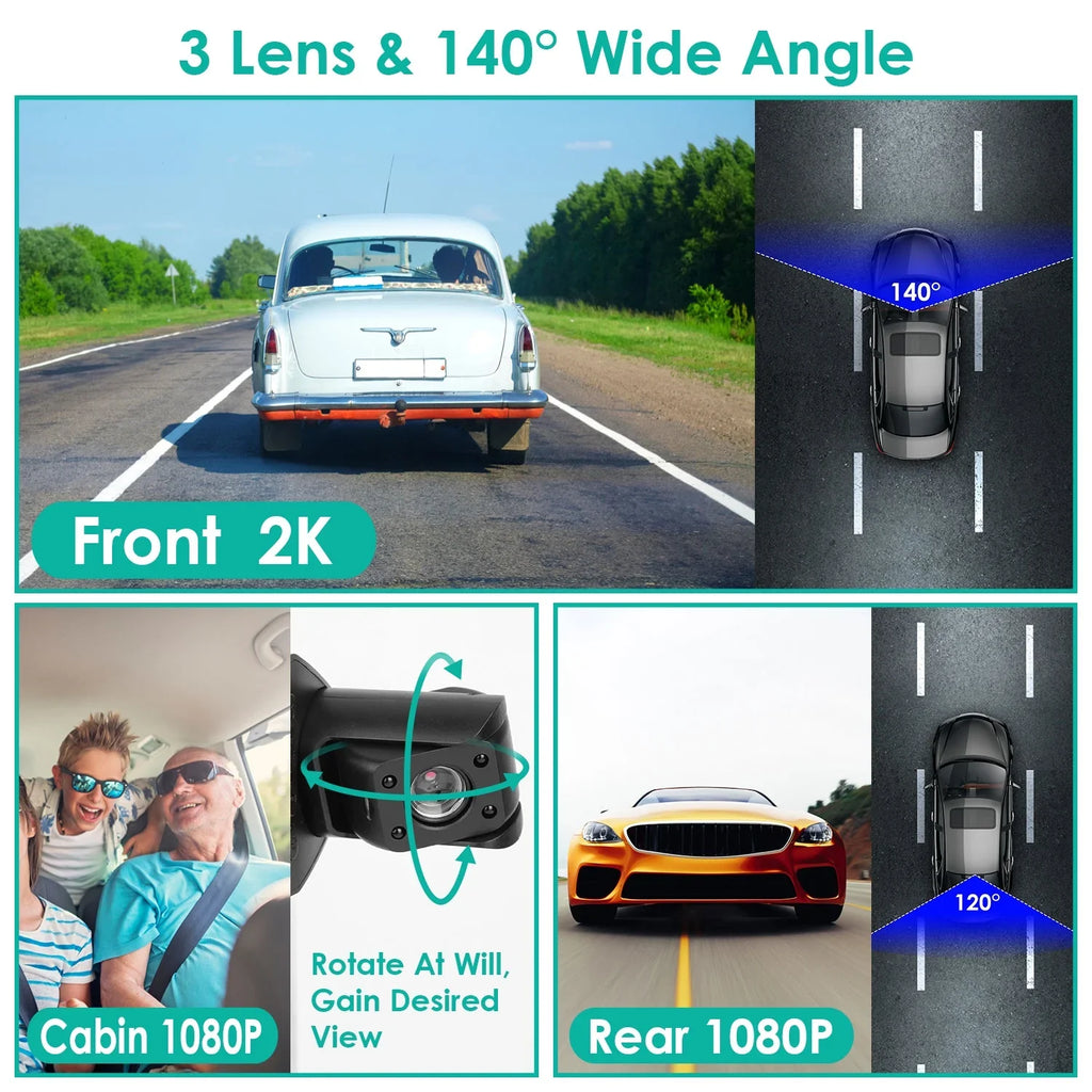 iMounTEK Car G-Sensor GPS Video 140° Car Angle Monitor Dash Parking Night HD 2K DVR Recorder Recording Dashcam Vision Loop Full with Cam