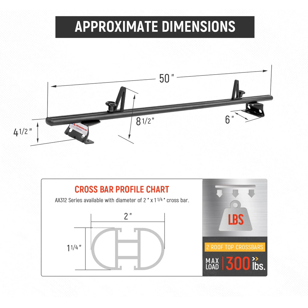 AX312-PR w/ RAM Ladder Rack AA-Racks Model System Van (50") Black Bar 2015-On Roof City Aluminum ProMaster Stopper 2