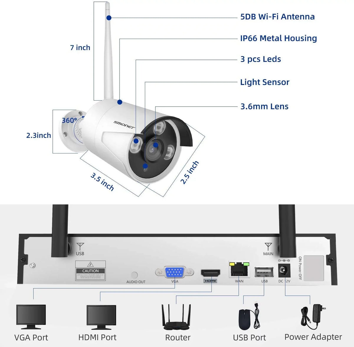 Cameras,P2P,Night Kits, with System 3MP Hard SMONET Indoor Outdoor Camera Wireless Detection 3TB Drive,8CH Audio, Vision,AI NVR Security CCTV Human 8Pcs 3MP 3MP Surveillance