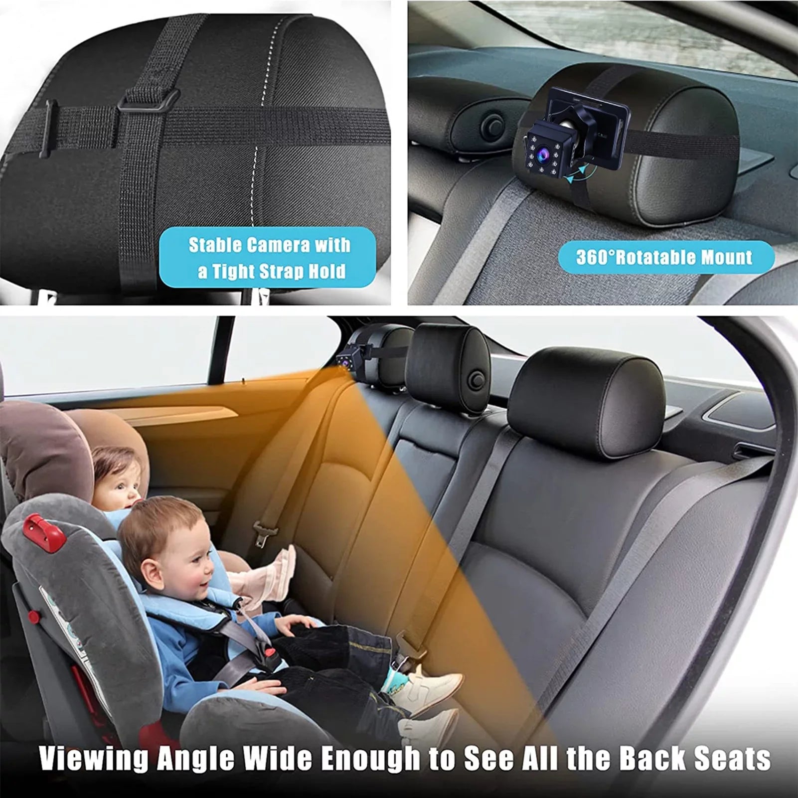 Crystal Camera, Baby 1080P Clear Monitor, View Vision Car Mirror ammoon Night Wide 4.3 Inch