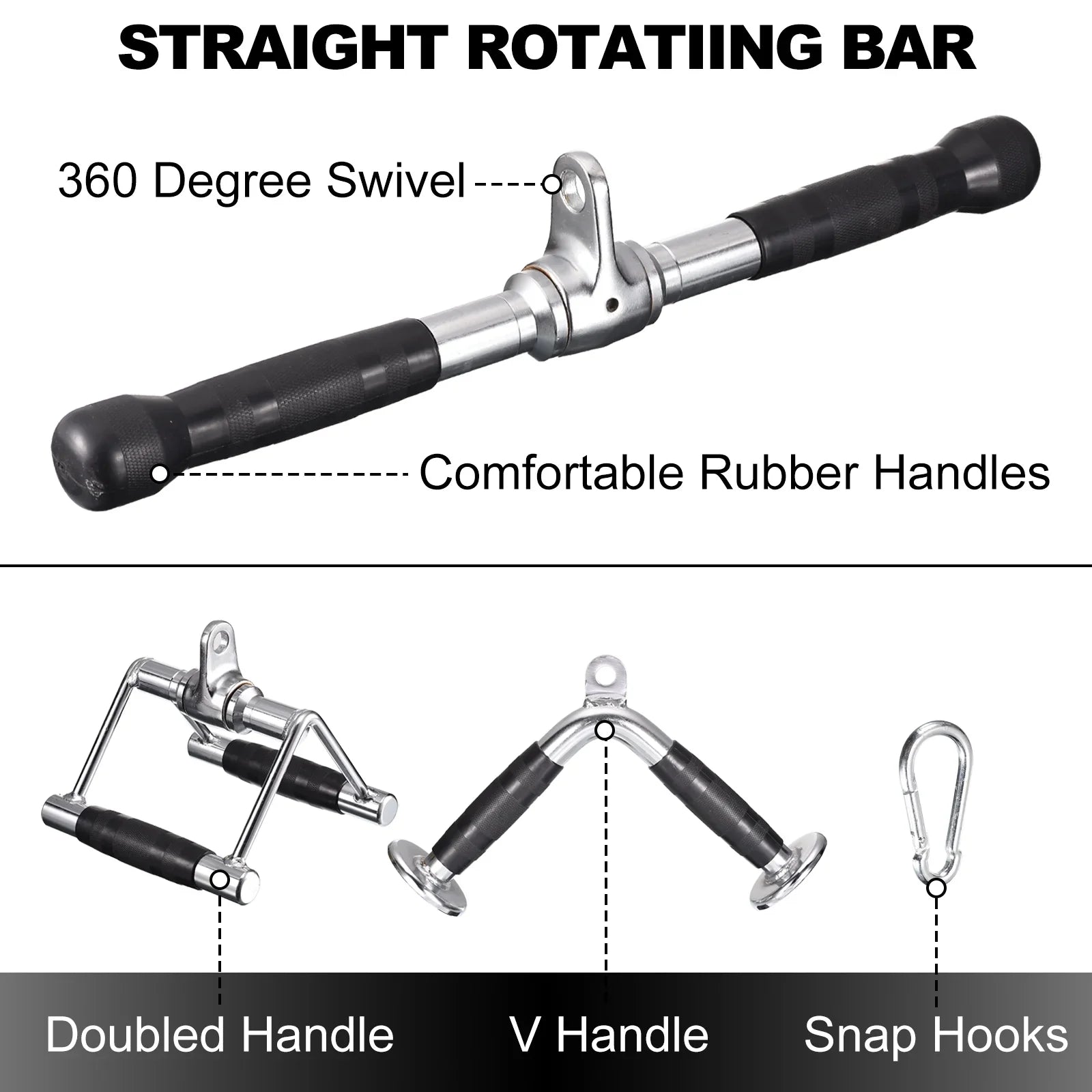 Down Gym Attachment Silver Tricep Press for Cable Machine Accessories,