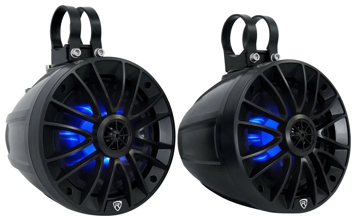 Rockville PT65BR LED 6.5 (4) inch ATV/UTV/RZR Powered For Tower Speakers Bluetooth