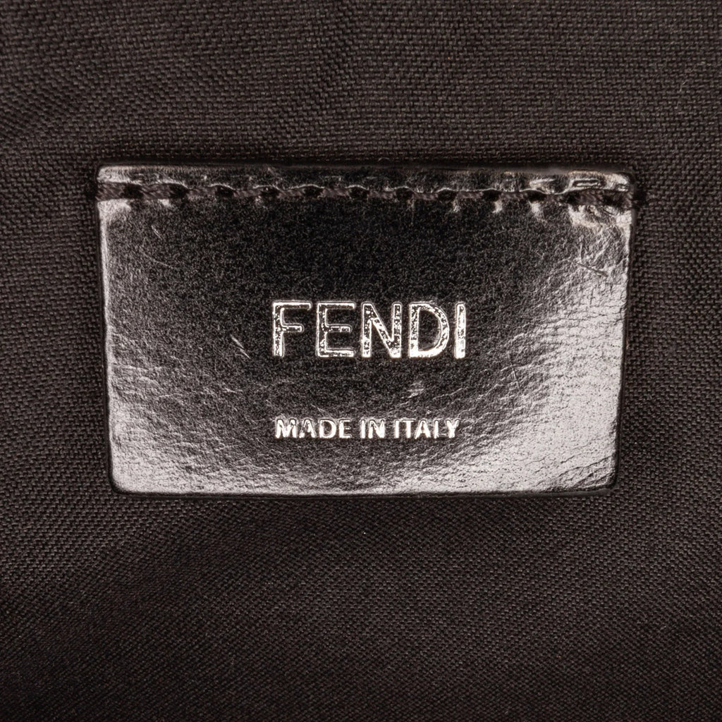 Knit Neoprene Bag Belt Pocket Perforated Grace Black Unisex Fendi Pre-Owned (Good) Vitello Authenticated Fabric FF