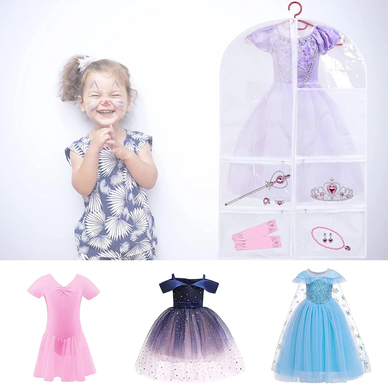 Hanging Dance Dance Garment 3 Bags Garment Recitals, Bag Costume Competitions Bags Storage Dance Dress, Clear Pack Pockets, Multiple Ballet Girls Dance Kids with for Costumes, Organize