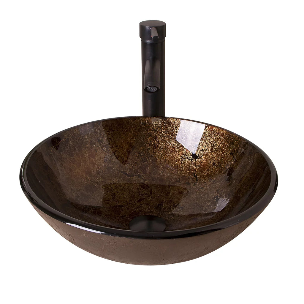 with Drain Sink Wonline Glass Sink Up Vessel Come Tempered ORB Wash Artistic Combo Pop Set,