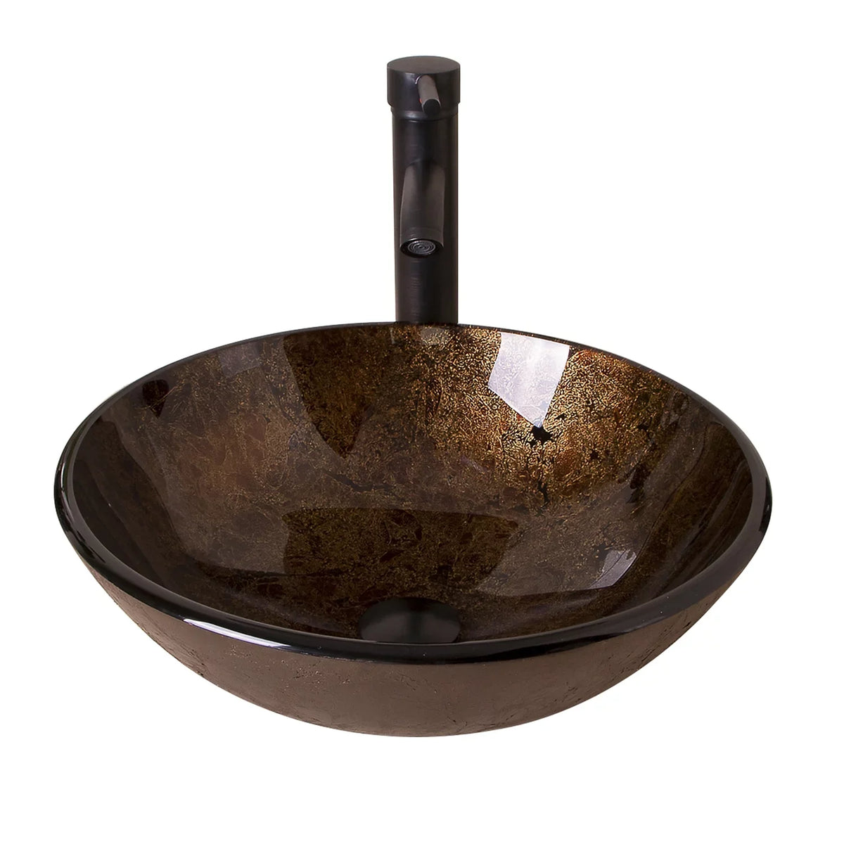 with Drain Sink Wonline Glass Sink Up Vessel Come Tempered ORB Wash Artistic Combo Pop Set,