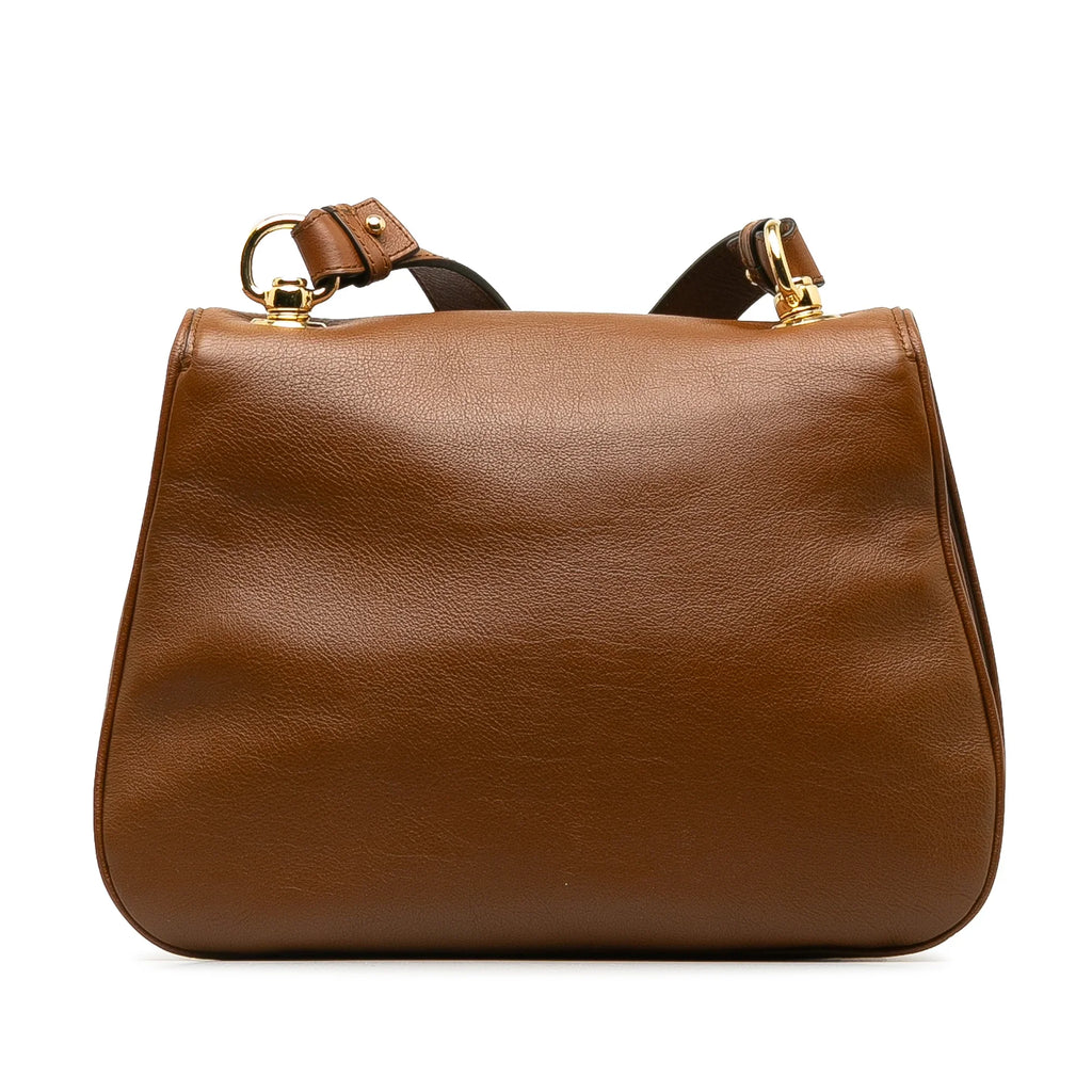 (Good) Brown Bag Authenticated Crossbody Leather Calf Gucci Pre-Owned Blondie Bag Unisex Medium