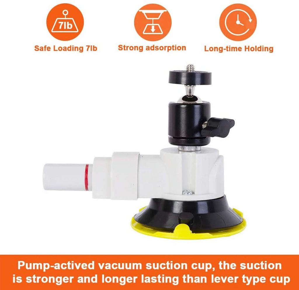 Mount, Cup Camera 360° Panorama Suction Professional Holder 3" Vehicle Vacuum Camcorder Kit Mounting Pump w/ Car