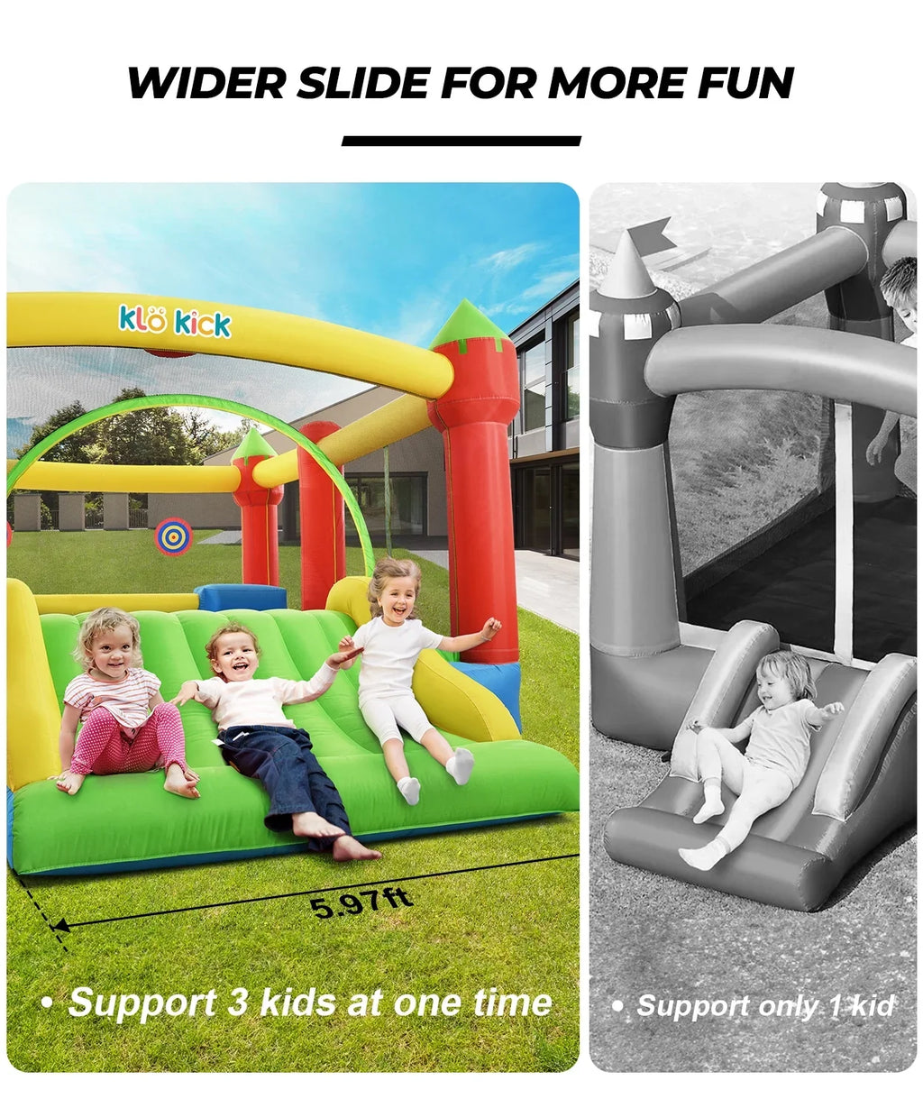 Bounce for Slide Oxford Adult, Teen, 12' 840D 15'x Kids KLOKICK Infant, Large Child, Blower 3-10 Tween self-inflating House with Years, Bouncers for 6 &
