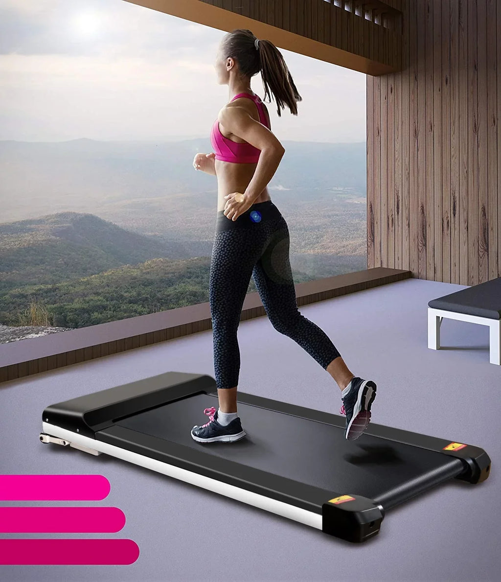 Running without Black Under Slim Assembling and Space Small APP, Display Treadmill with Sport & Desk Treadmill LDE Walking movable Apartment Machine Flat for Pad