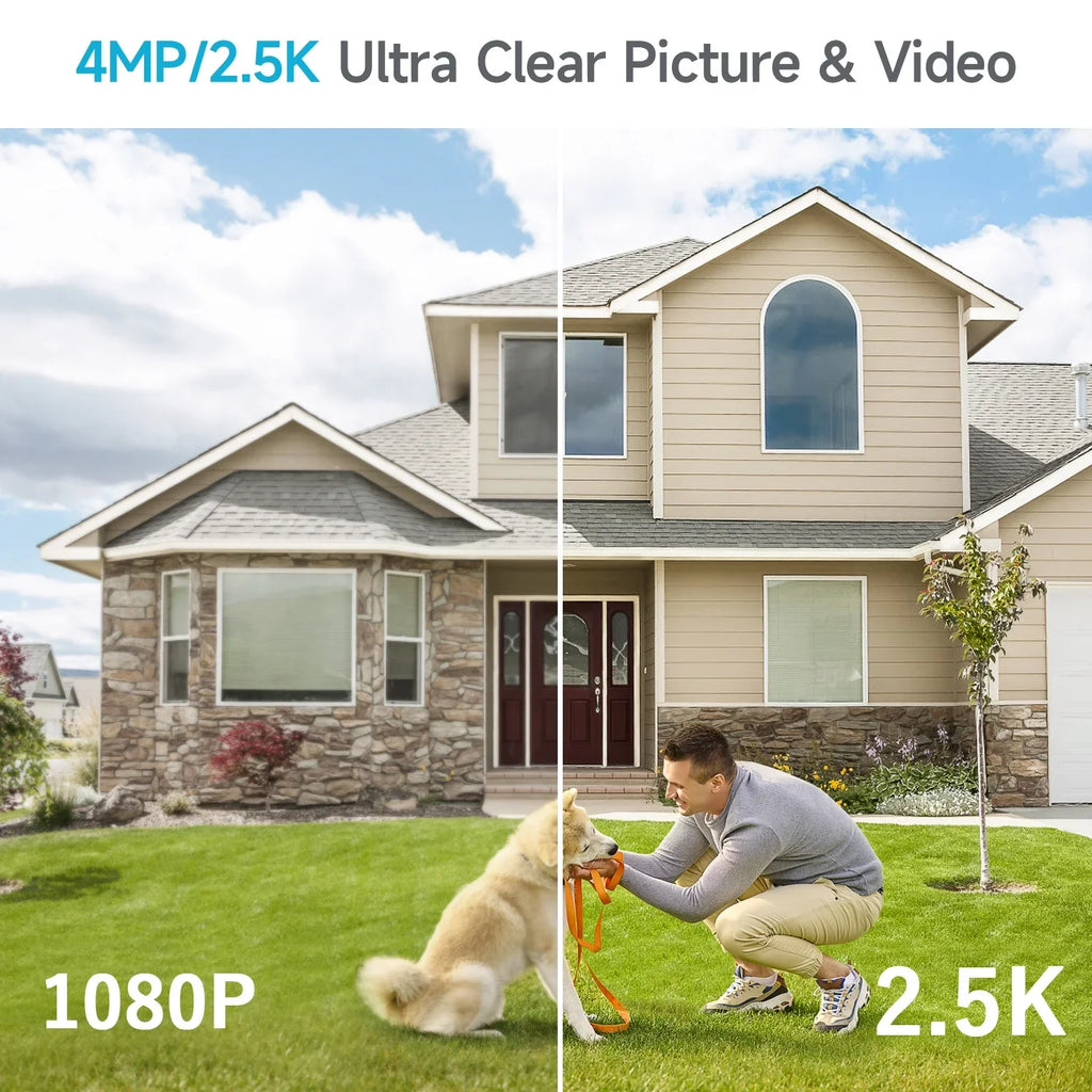 Camera Motion 2.4GHz Card Audio, with Cloud/SD Vision, WiFi, Security PIR Powered Outdoor, Storage, Battery Waterproof, Detection 2-Way Home Camera Night 2.5K Security 4MP XVIM Wireless Spotlight