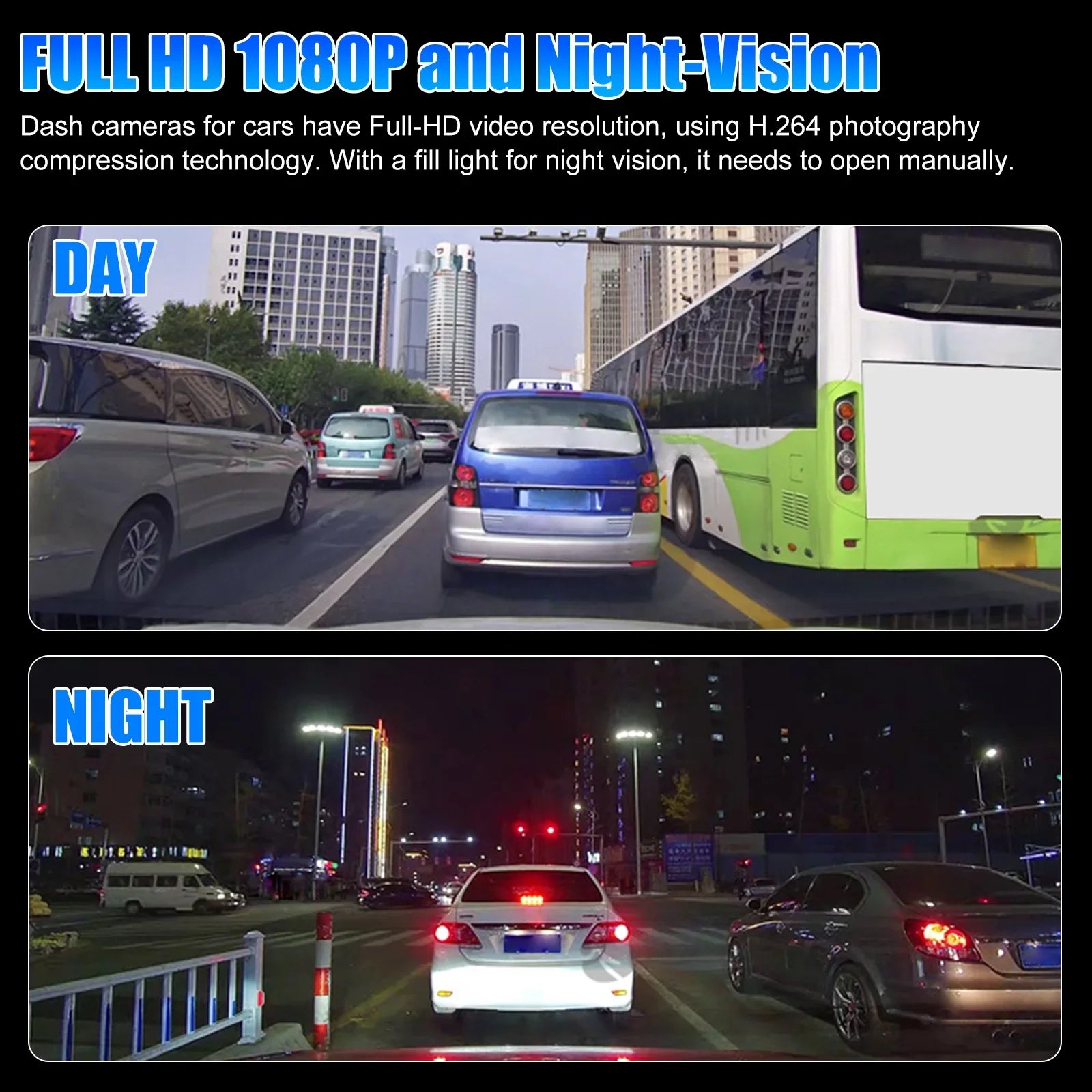 G-Sensor/ Dashboard with Vision, 4inch DVR Lens Cam, Car Wide Motion Dual 1080P and Front Car 480P Camera with 170° Night Rear Driving Dual Detection Dash IPS Display, Recorder Angle, EEEkit Dash