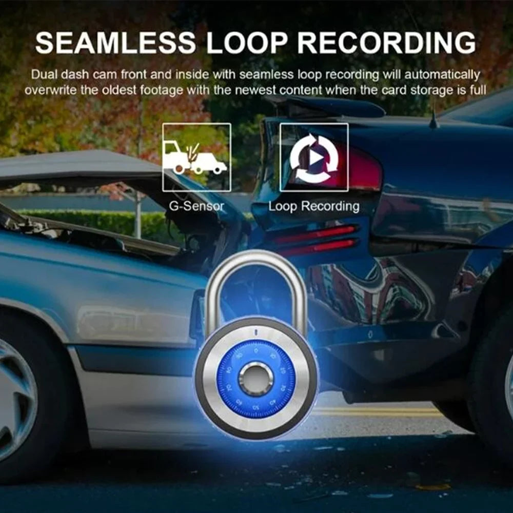 Screen, Cam HD Cable Front Loop in 1080HD Cameras 2" and Car with Dash Car IPS G-Sensor, Rear Motion Detection, Recording, Recorder, Display 3 ALLTIMES Video Interior 1 Charger