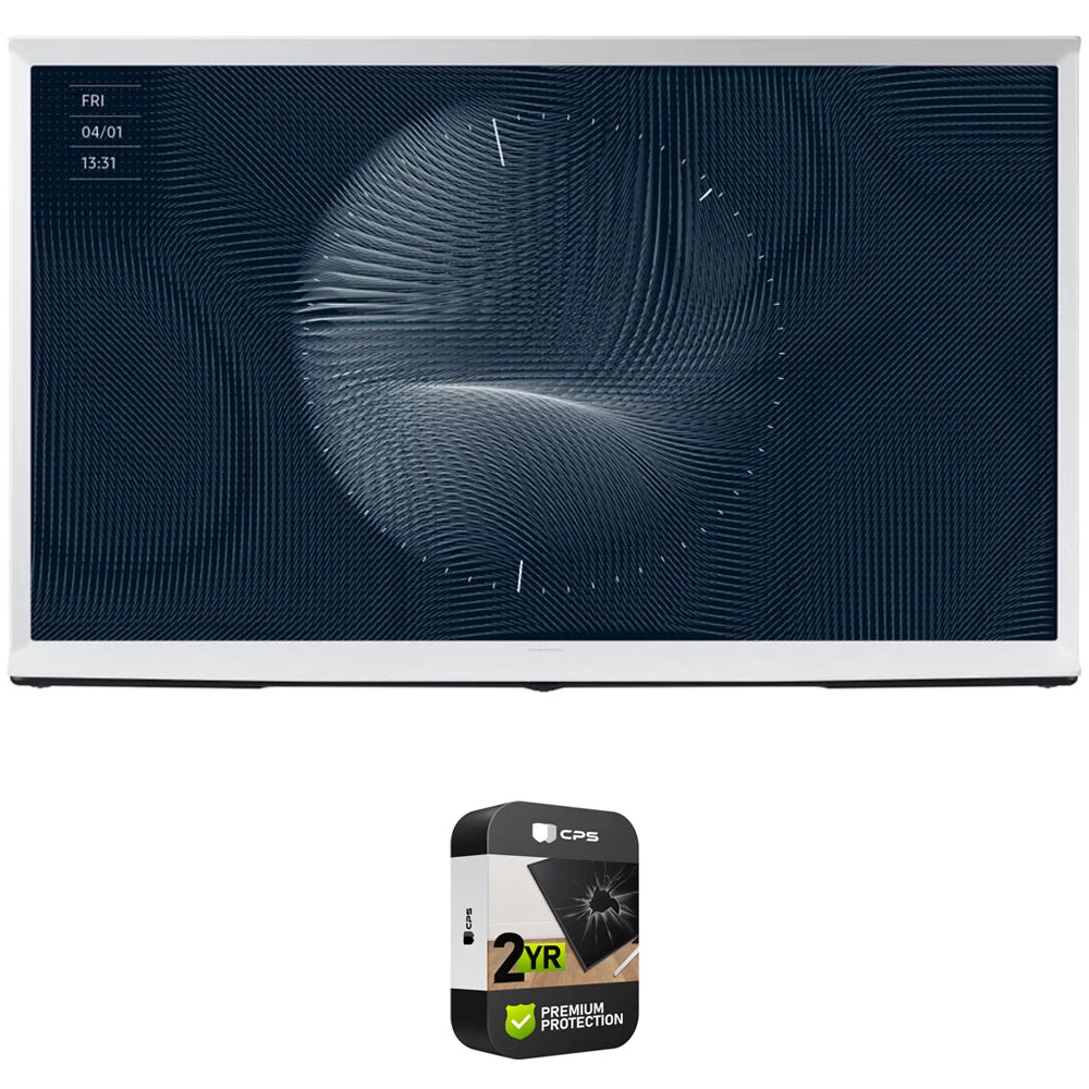 with 55 (2022) QLED UHD Pack Inch The Serif Samsung CPS TV Enhanced YR QN55LS01BA 2 HDR Protection Smart Bundle 4K