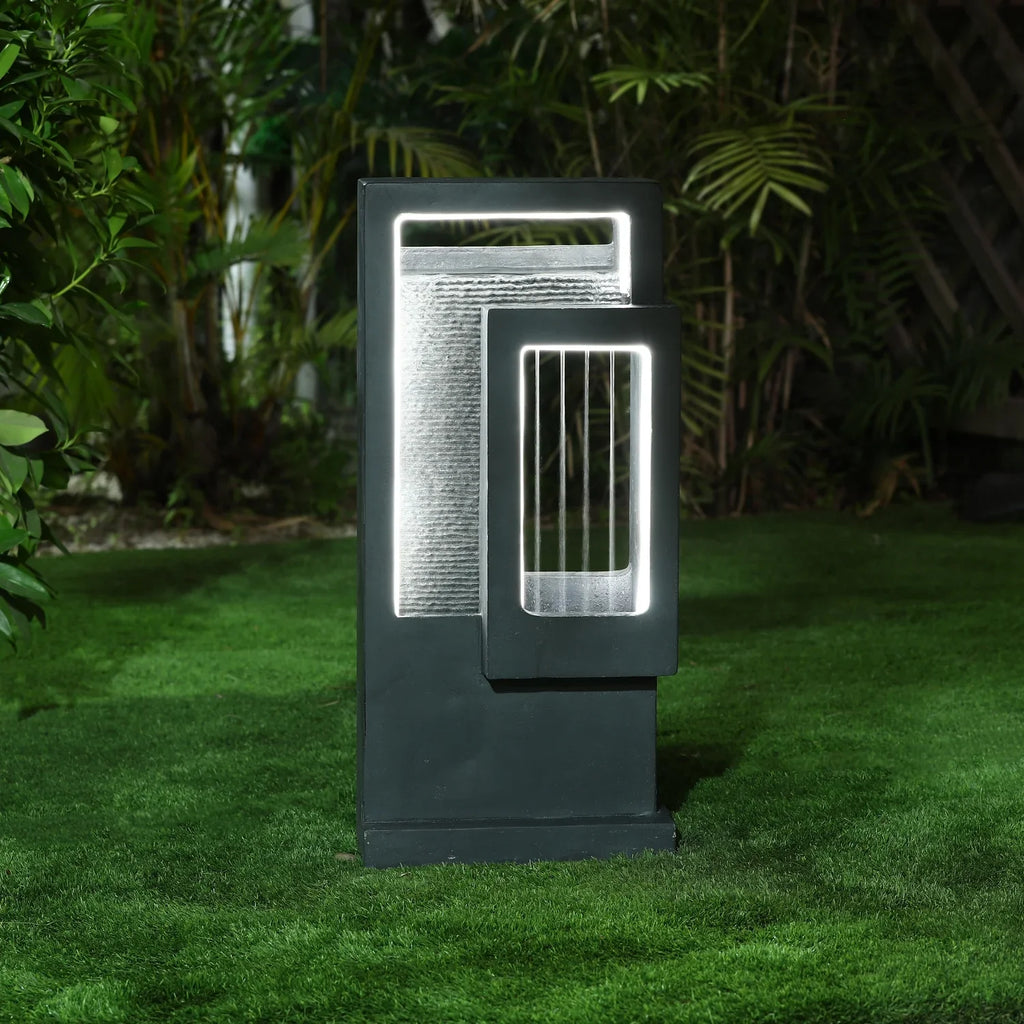 Fountain Led Outdoor With Light Column Gray HomeStock Resin Victorian Vintage Raining